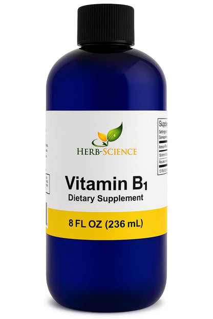 Herb-Science Liquid Vitamin B1 Drops – Thiamine for Energy, Digestion & Nerves | 8 fl oz, 500% DV, 288 Servings