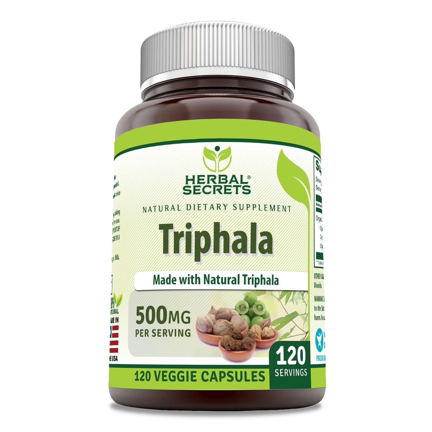 Triphala 500 Mg - Herbal Secrets | 120 Veggie Capsules | Non-GMO, Gluten Free | USA Made
