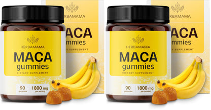 HERBAMAMA Maca Root Gummies - 1800mg Energy Support, Vegan & Non-GMO (Pack of 2)