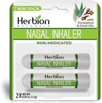 HERBION Naturals Nasal Inhaler - Non-Medicated Essential Oil Relief for Congestion & Sinus Pressure (Pack of 2)