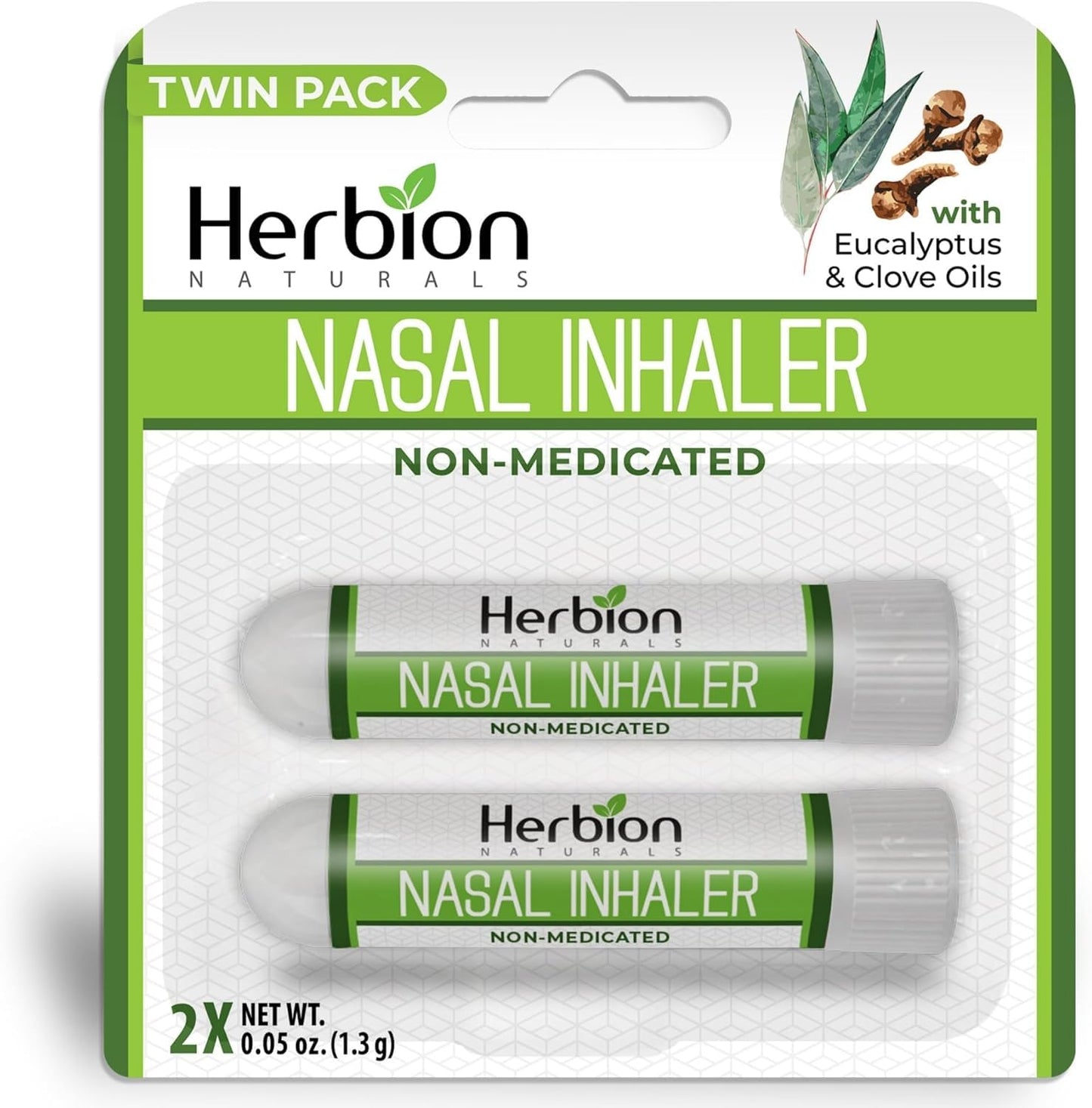 HERBION Naturals Nasal Inhaler - Non-Medicated Essential Oil Relief for Congestion & Sinus Pressure (Pack of 2)