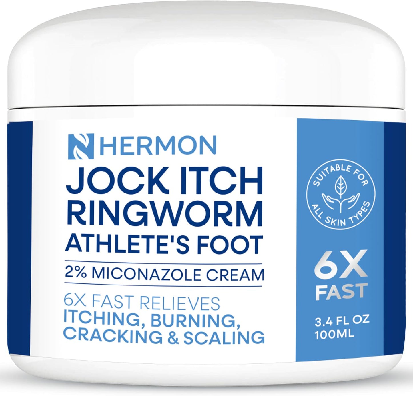 Hermon Jock Itch Cream - Antifungal Ringworm & Psoriasis Treatment for Humans, 100ml