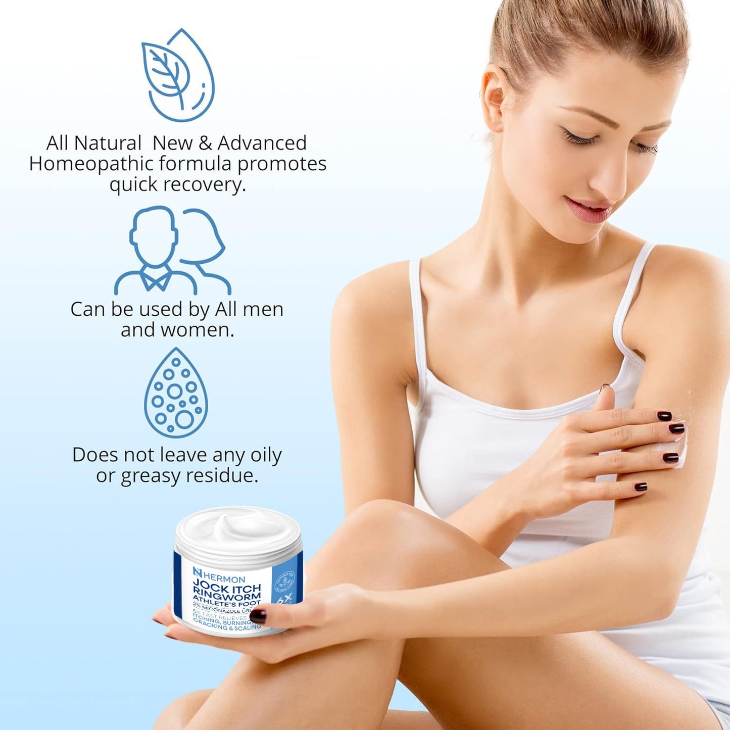 Hermon Jock Itch Cream - Antifungal Ringworm & Psoriasis Treatment for Humans, 100ml