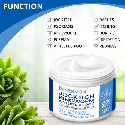 Hermon Jock Itch Cream - Antifungal Ringworm & Psoriasis Treatment for Humans, 100ml
