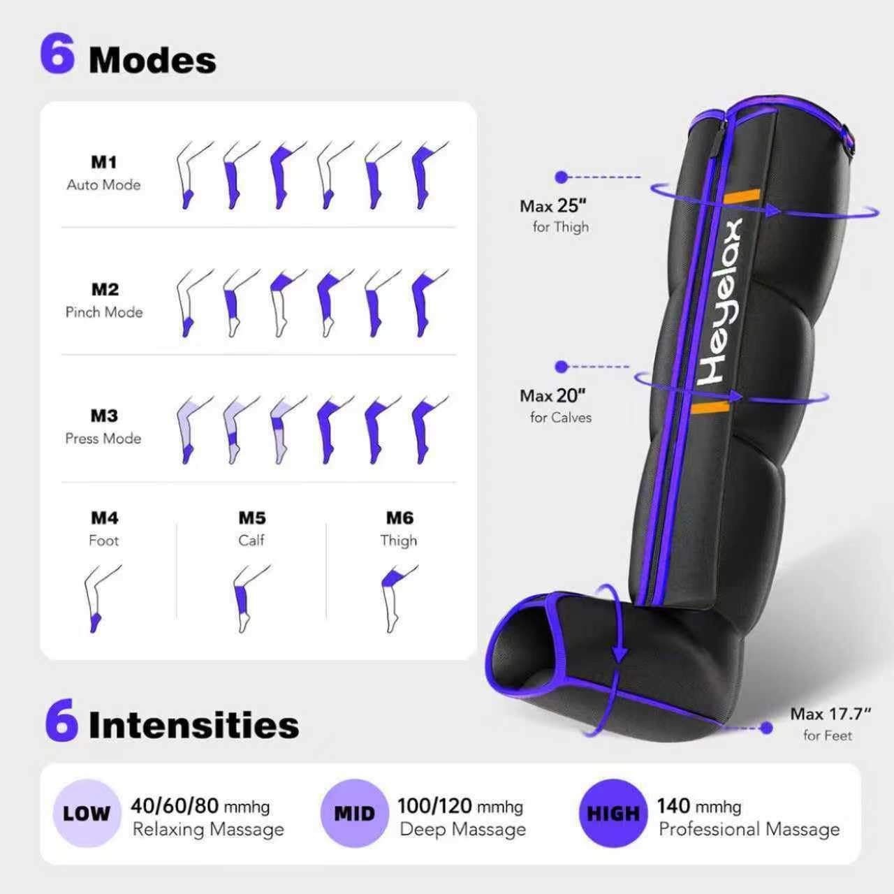 Heyelax Leg Compression Massager – Full-Leg Therapy Boots (Small) for Circulation & Recovery