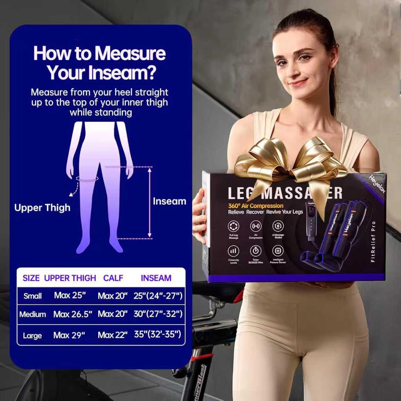 Heyelax Leg Compression Massager – Full-Leg Therapy Boots (Small) for Circulation & Recovery