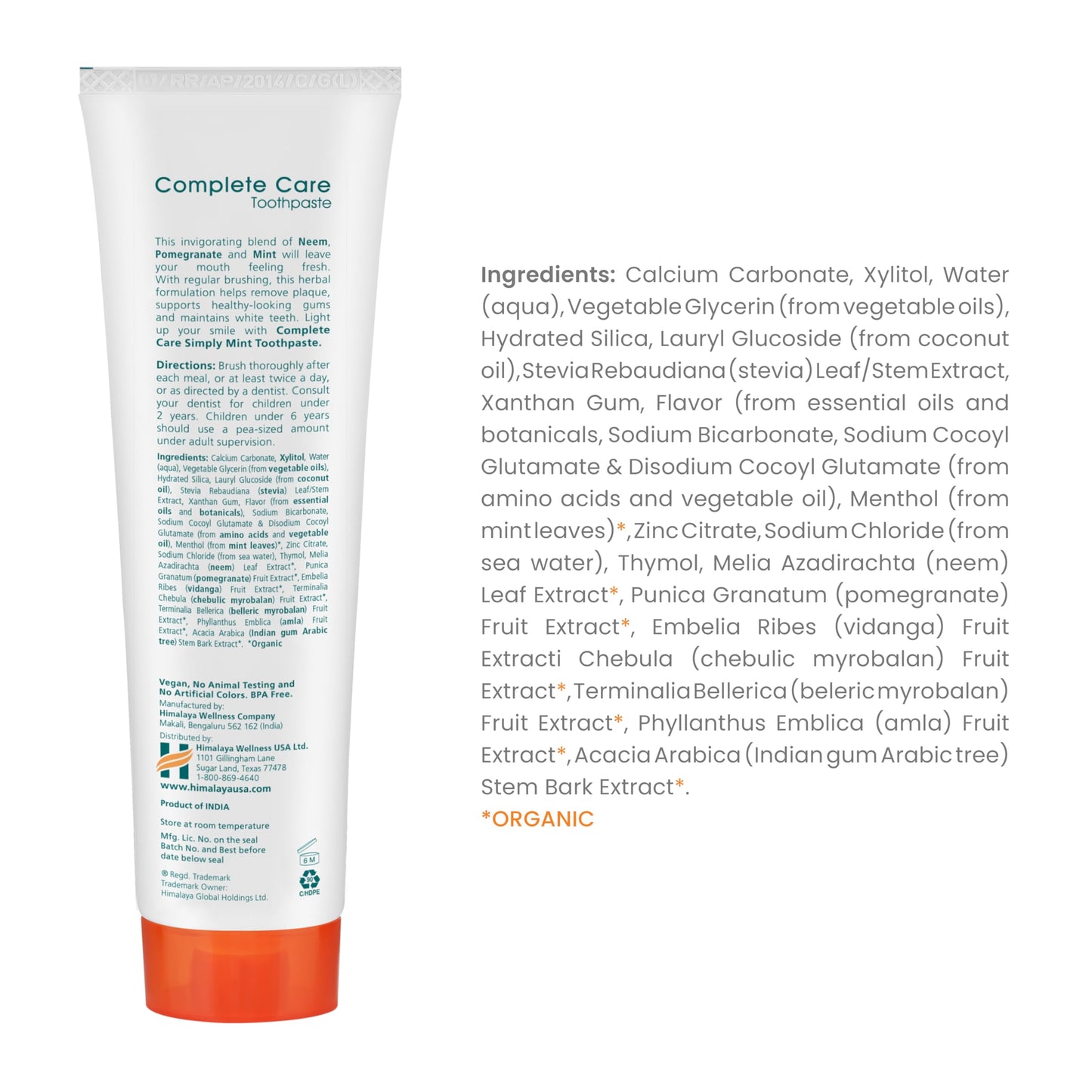 Himalaya Botanique Complete Care Toothpaste – Herbal Mint, Fluoride Free, SLS Free | 2 Pack 5.29 oz
