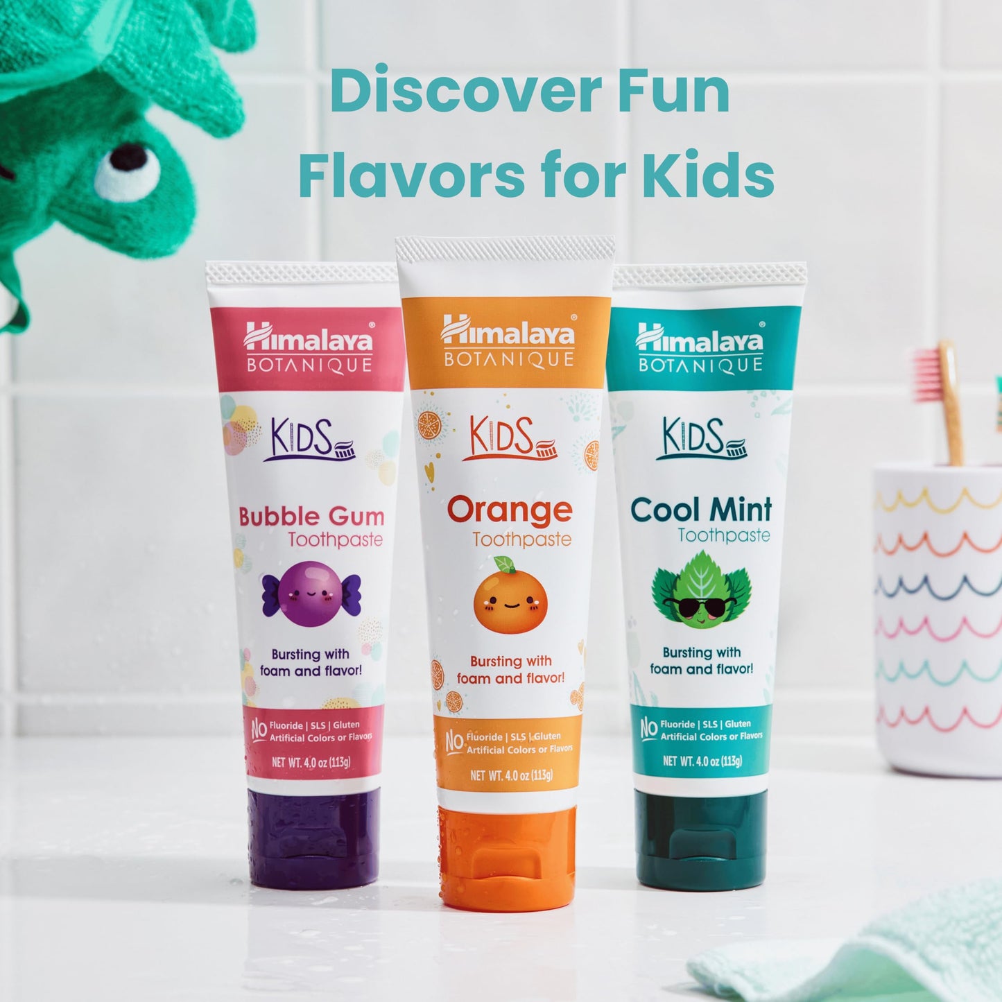 Himalaya Botanique Kids Toothpaste - Fluoride Free, Cool Mint, 4 oz | Vegan & Cruelty-Free
