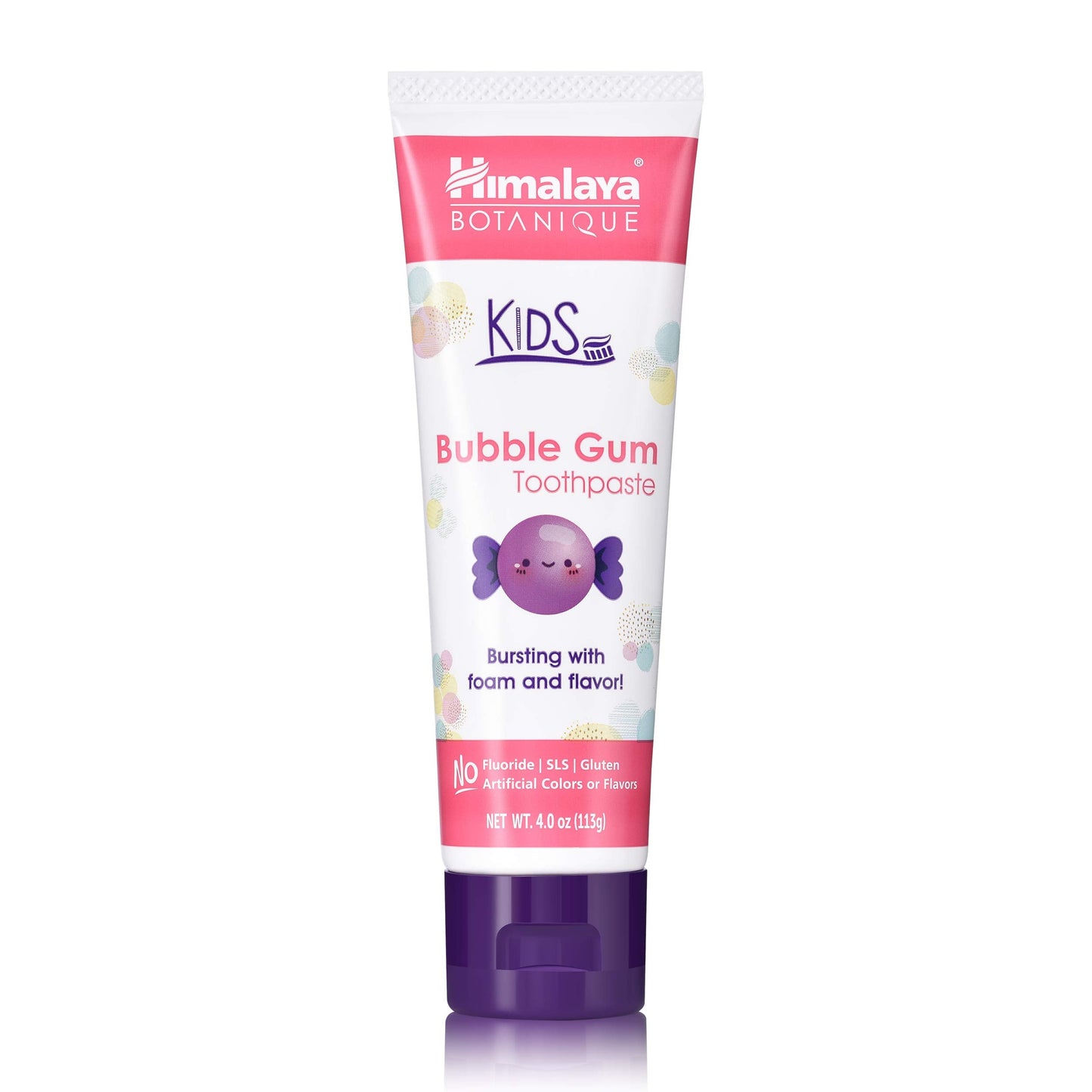 Himalaya Botanique Kids Toothpaste with Xylitol - Bubble Gum, SLS Free, Fluoride Free, 4 oz