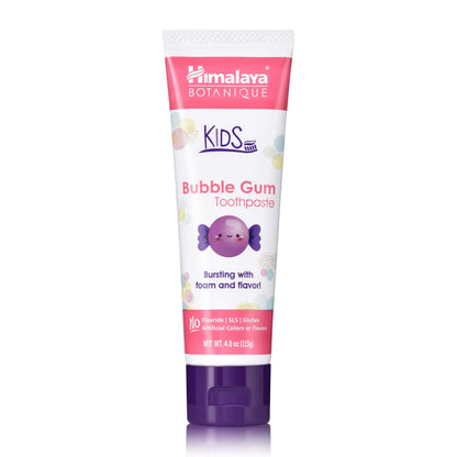Himalaya Botanique Kids Toothpaste with Xylitol - Bubble Gum, SLS Free, Fluoride Free, 4 oz