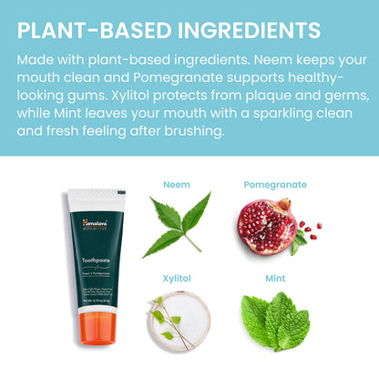 Himalaya Botanique Neem & Pomegranate Travel Toothpaste - Mint, Fluoride Free, 0.74 oz, Pack of 10