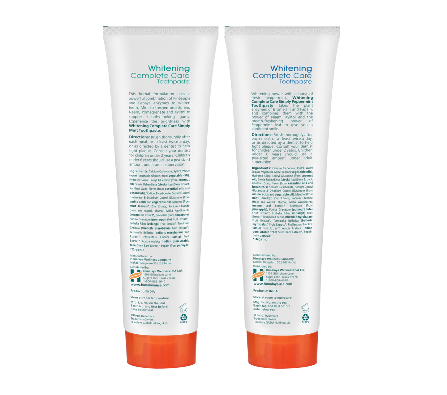 Himalaya Botanique Whitening Complete Care Toothpaste – Mint & Peppermint, Fluoride-Free