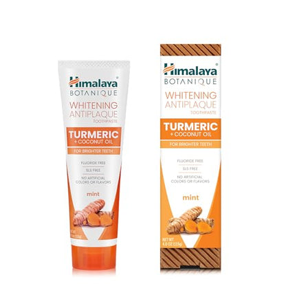 Himalaya Botanique Turmeric & Coconut Oil Whitening Toothpaste – Fluoride Free, Mint | 2 Pack
