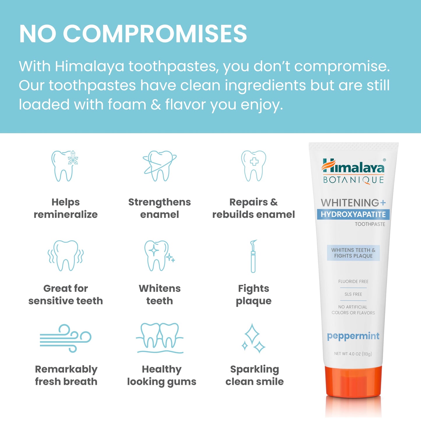 Himalaya Botanique Whitening Toothpaste with Nano Hydroxyapatite - Peppermint, 4 oz