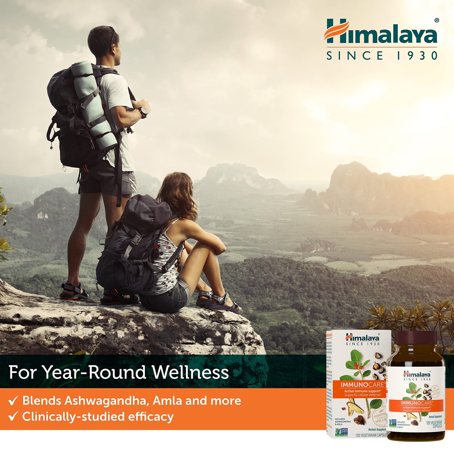 Himalaya ImmunoCare 60 Day Supply – Herbal Immune Support (Ashwagandha & Amla) | Vegan