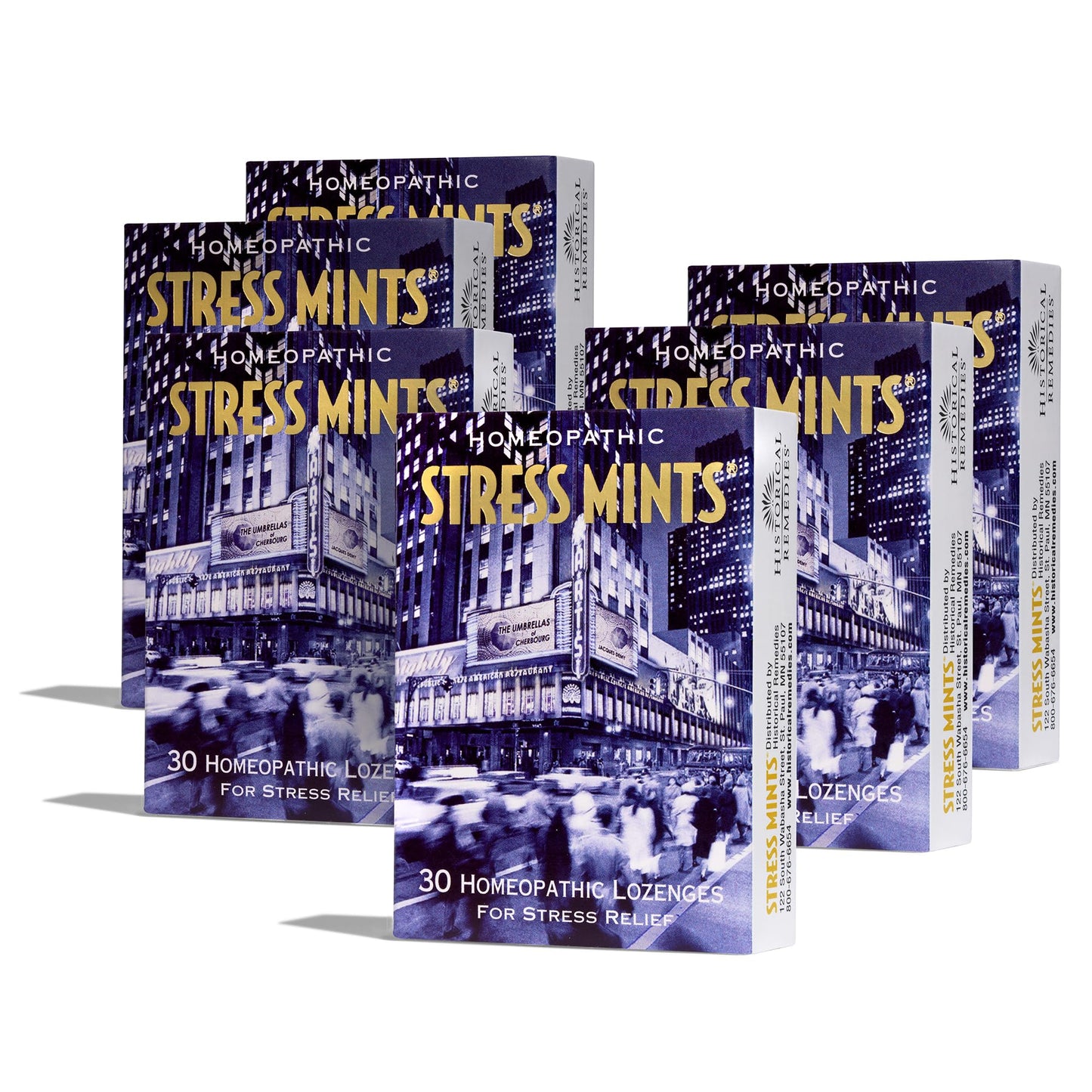 Historical Remedies Stress Mints (6 Pack) - Homeopathic Lozenges for Stress & Digestion | Organic Peppermint