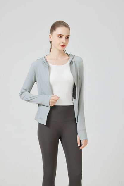 سترة رياضية بغطاء رأس، حماية من الأشعة فوق البنفسجية 50+