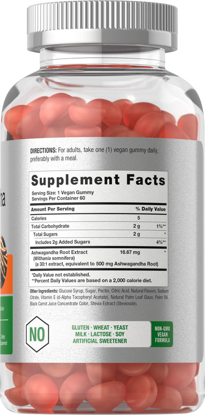 Horbäach Ashwagandha Gummies for Women and Men | 60 Count | Vegan, Non-GMO, Gluten Free Supplement | Tropical Flavor