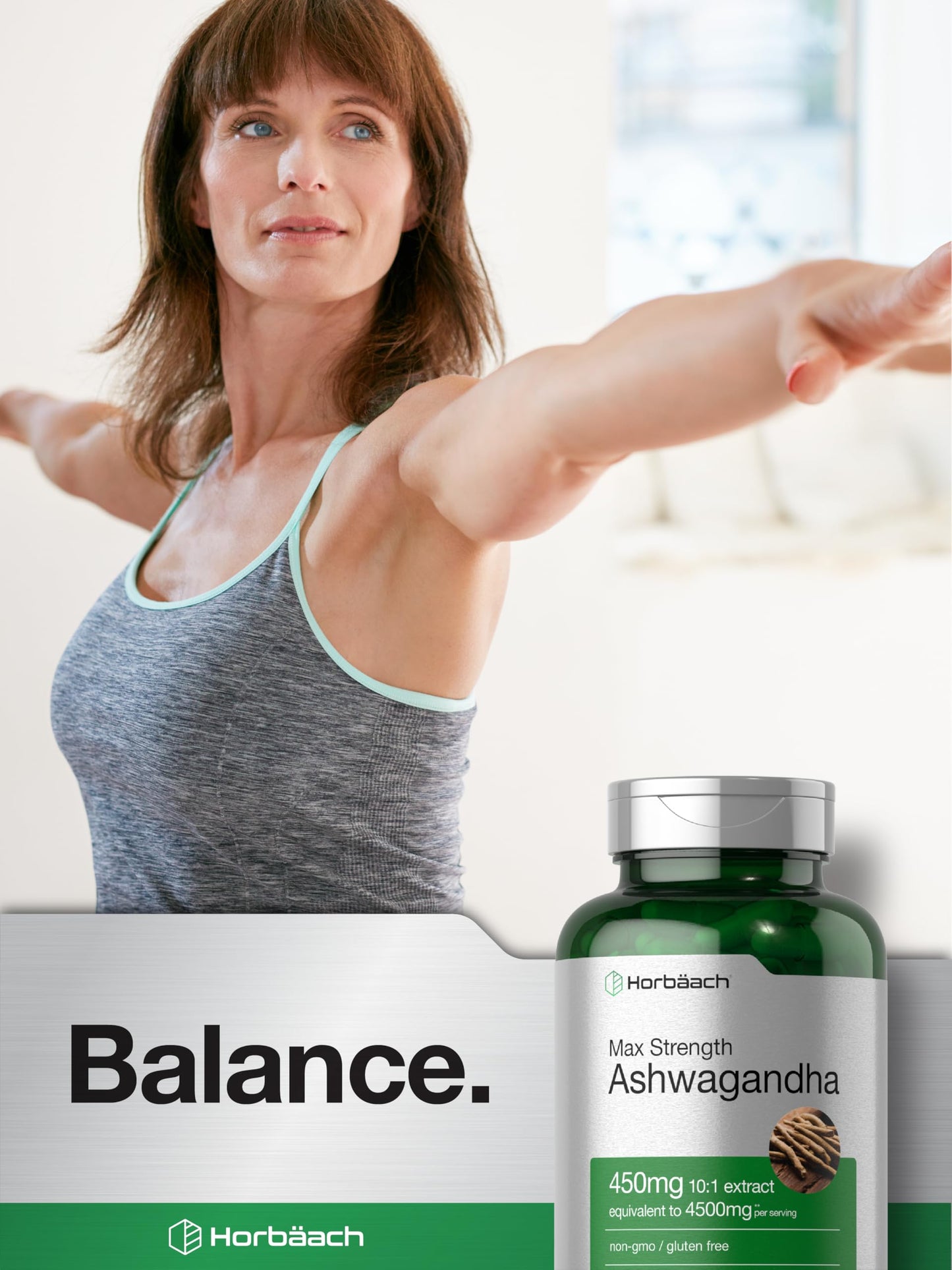 Horbäach Ashwagandha Supplement | Max Strength, 120 Capsules | Non-GMO & Gluten Free