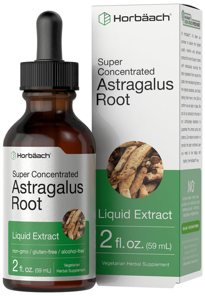 Horbäach Astragalus Root Extract Liquid - 2 fl oz | Alcohol-Free Tincture | Super Concentrated | Vegetarian, Non-GMO, Gluten Free