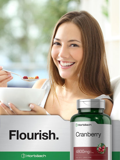 Horbäach Cranberry Pills 4800mg – 300 Softgels | Non-GMO, Gluten Free, From Concentrate