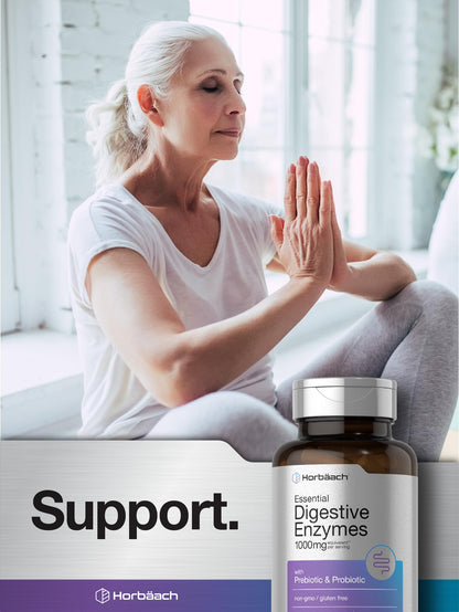Horbäach Essential Digestive Enzymes – 100 Capsules | Non-GMO & Gluten Free