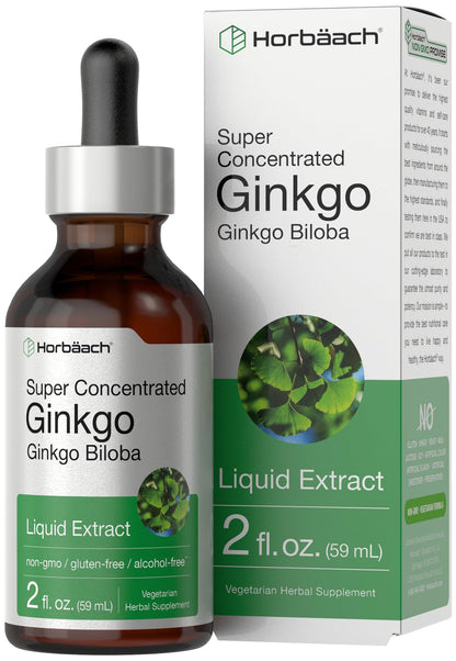 Horbäach Ginkgo Biloba Liquid Extract 2 fl oz – Alcohol-Free, Vegetarian, Non-GMO, Gluten Free