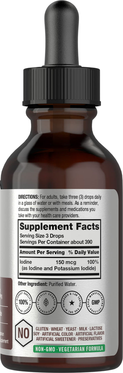 Horbäach Iodine Liquid Drops – 2 fl oz, 150 mcg, Vegetarian, Non-GMO, Gluten Free