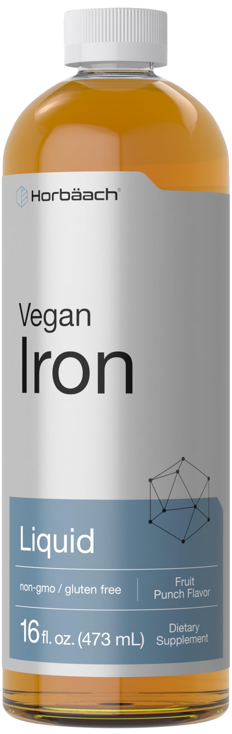 Horbäach Iron Supplement Liquid 16 oz – Vegan & Vegetarian Formula, Non-GMO, Gluten Free