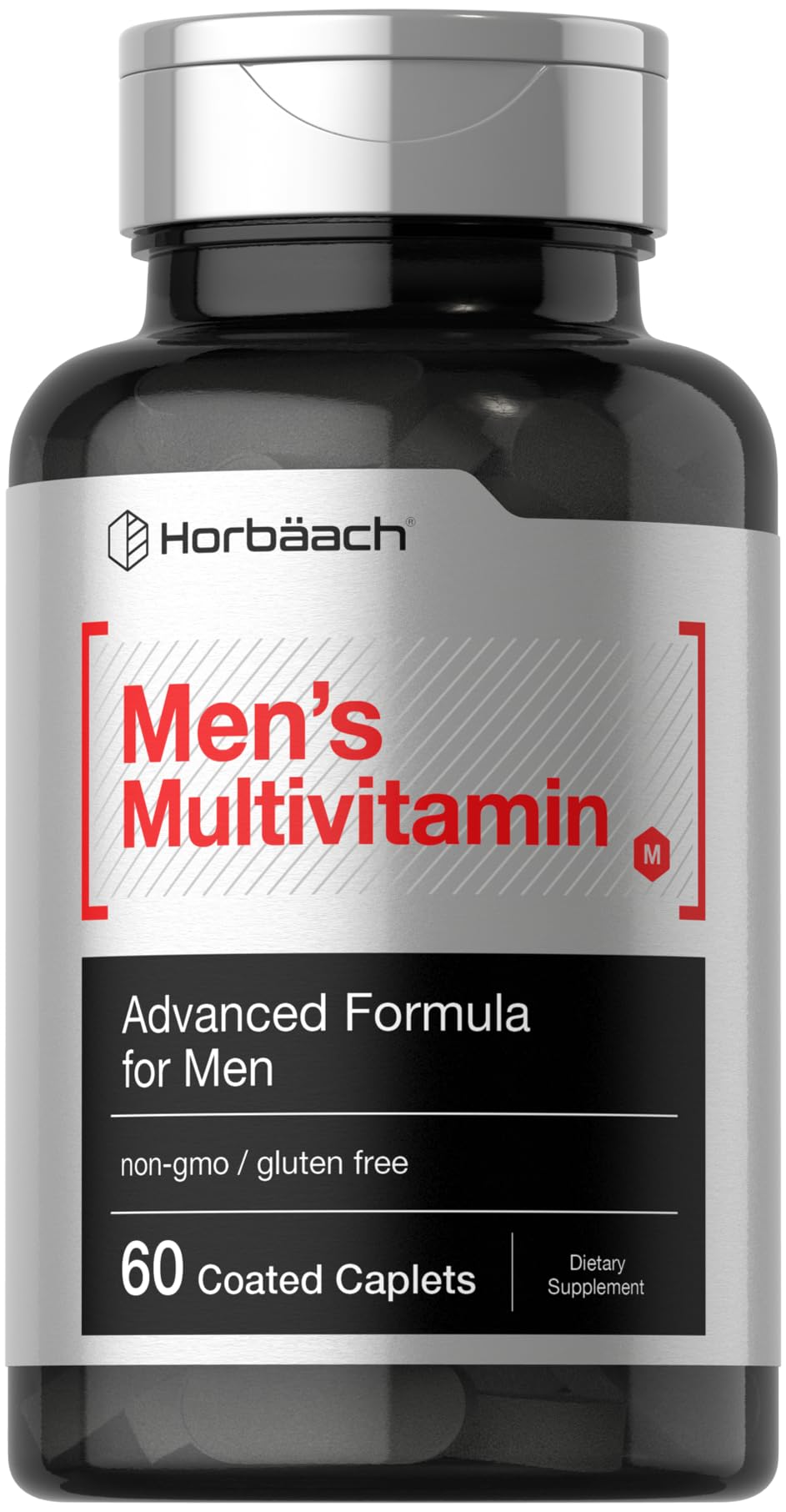 Horbäach Mens Multivitamin 60 Caplets – Advanced Formula with Vitamin C, D, Magnesium | Non-GMO & Gluten Free