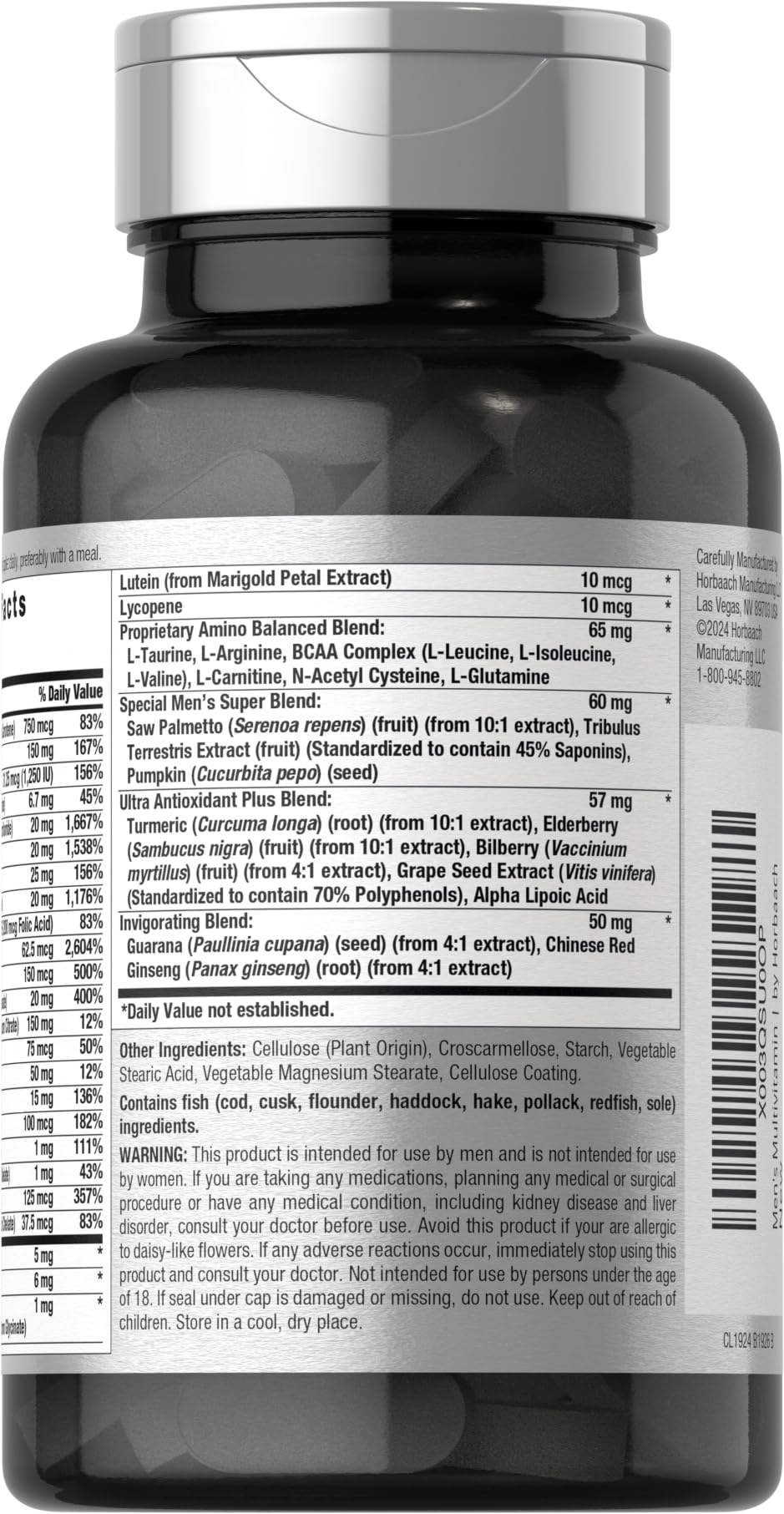 Horbäach Mens Multivitamin 60 Caplets – Advanced Formula with Vitamin C, D, Magnesium | Non-GMO & Gluten Free