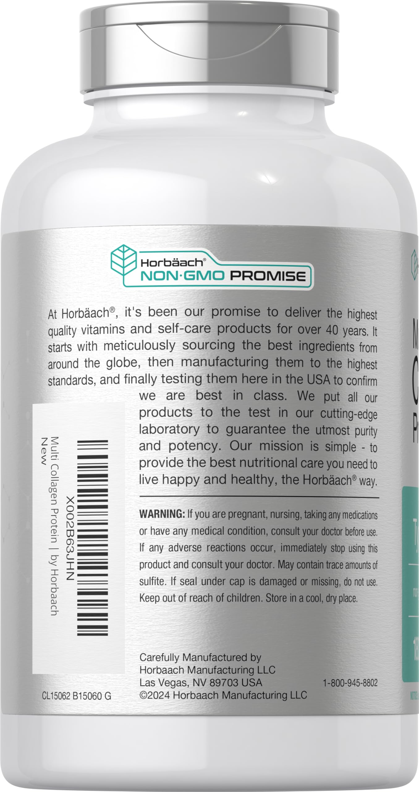 Horbäach Multi Collagen Protein 2000 mg – 180 Capsules | Hydrolyzed Collagen Types I, II, III, V, X | Keto & Paleo Friendly, Non-GMO, Gluten Free