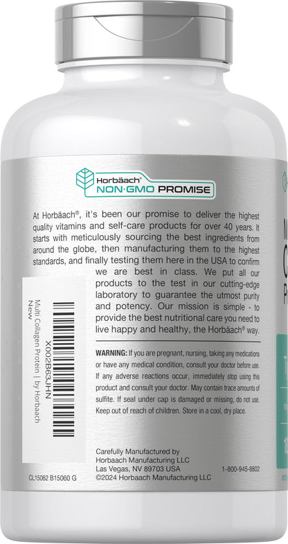Horbäach Multi Collagen Protein 2000 mg – 180 Capsules | Hydrolyzed Collagen Types I, II, III, V, X | Keto & Paleo Friendly, Non-GMO, Gluten Free