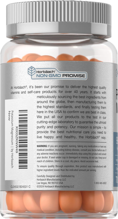 Horbäach Potassium Magnesium Gummies – Peach Strawberry | 70 Count | Vegan, Non-GMO, Gluten Free