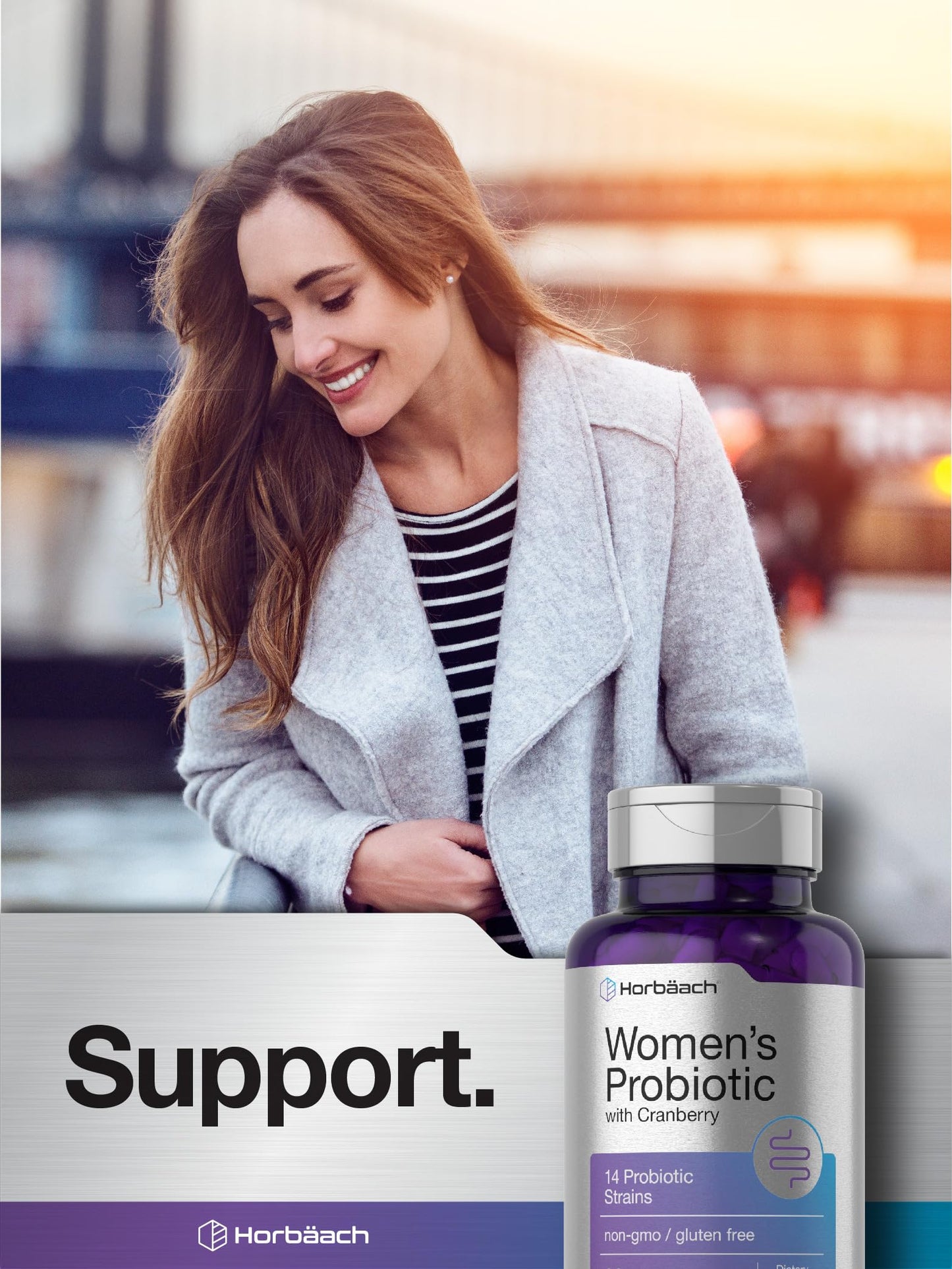 Horbäach Probiotic for Women with Cranberry | 90 Vegetarian Capsules | 14 Strains | Non-GMO, Gluten Free