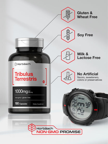 Horbaach Tribulus Terrestris for Men – 1000 mg, 180 Capsules | Non-GMO & Gluten Free