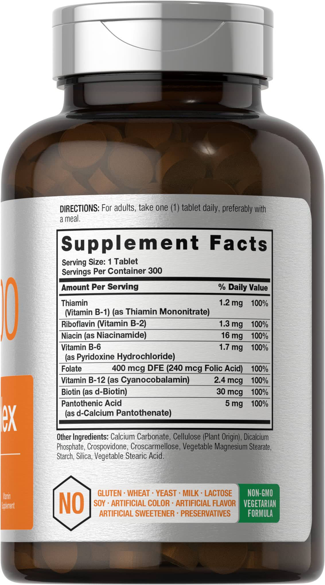 Horbäach Vitamin B-100 Complex | 100% Daily Value | 300 Tablets | Vegetarian, Non-GMO, Gluten Free