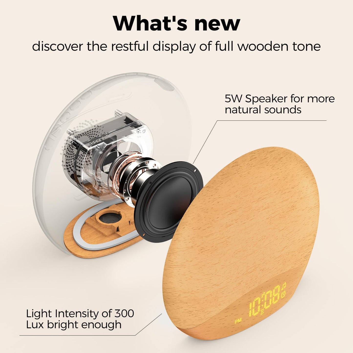 HOUSBAY Sunrise Alarm Clock – Gentle Sunrise, Sleep Sounds & Dimmable Night Light