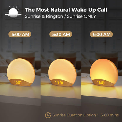 HOUSBAY Sunrise Alarm Clock – Gentle Sunrise, Sleep Sounds & Dimmable Night Light