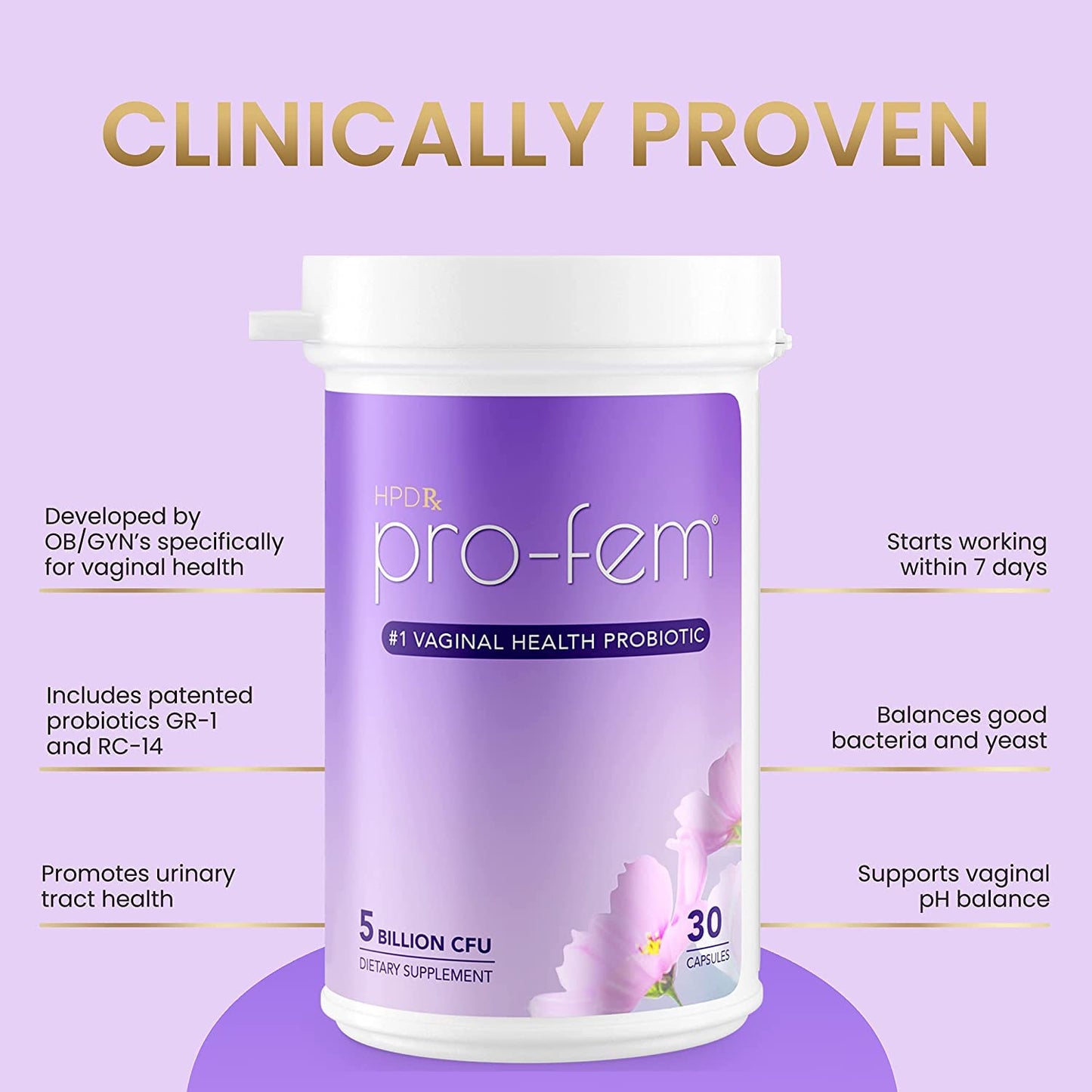 HPD Rx Pro-Fem Vaginal Health Probiotic (6-Pack) | pH Balance & UTI Support