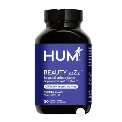 HUM Beauty zzZz Melatonin Sleep Supplement – 3mg, Vegan, Gluten Free, 30 Tablets
