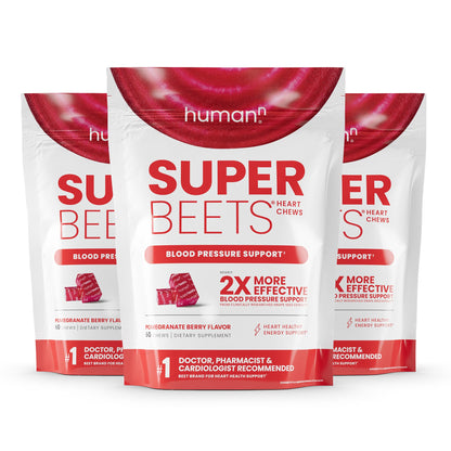 مكمل Humann SuperBeets للمضغ لدعم صحة القلب - دعم أكسيد النيتريك وضغط الدم