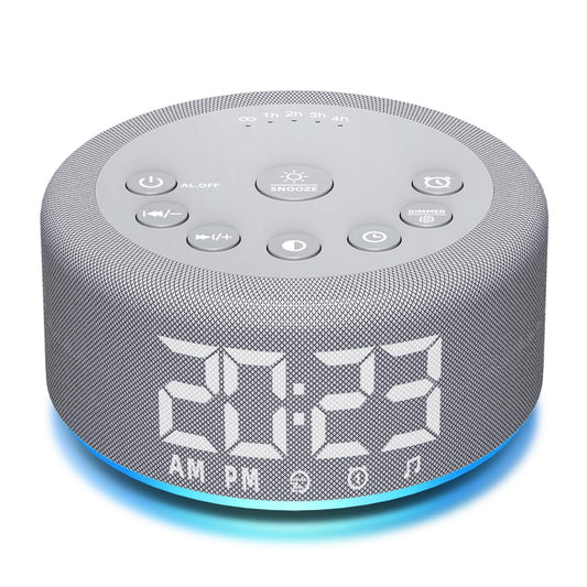Hushing 3-in-1 White Noise Machine — 27 Sleep Sounds, 30 Wake-Up Sounds, 12-Color Night Light, Digital Clock