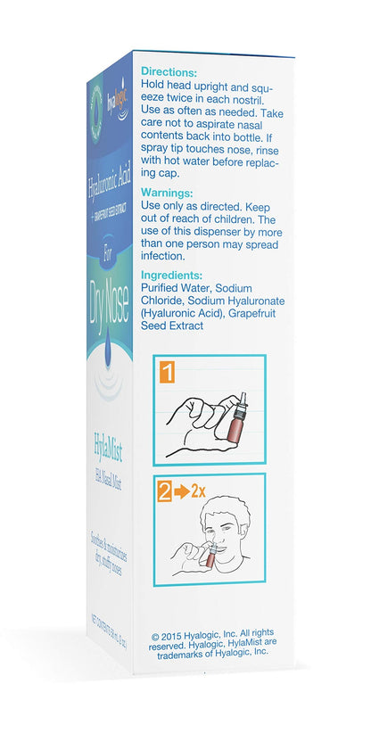 Hyalogic HylaMist Nasal Spray | Hyaluronic Acid Nasal Moisturizer for Dry Nose (2 oz)