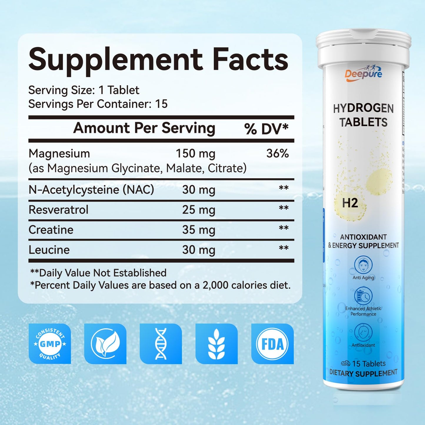 Hydrogen Water Tablets 12ppm with Magnesium – High-Concentration H2 for Brain Health