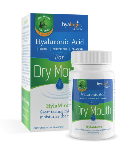 HylaMints Breath Mints for Dry Mouth – Sugar Free Mint Flavor with Hyaluronic Acid, Cranberry Extract, Xylitol, Slippery Elm & Orange Pectin | 60 Count