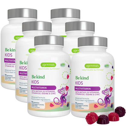 Igennus Methylated Kids Multivitamin Gummy – MTHFR Friendly, Sugar Free, 90 Gummies