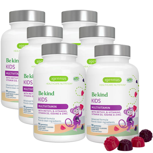 Igennus Methylated Kids Multivitamin Gummy – MTHFR Friendly, Sugar Free, 90 Gummies