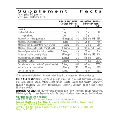 Igennus Methylated Kids Multivitamin Gummy – MTHFR Friendly, Sugar Free, 90 Gummies