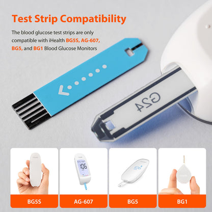 iHealth Blood Glucose Test Strips & Lancets – 100 Count (Meter Compatible)